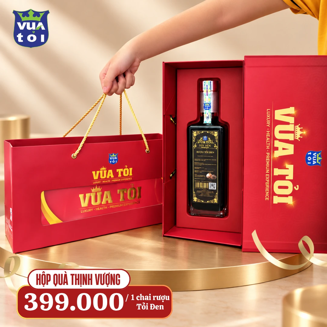 Hộp quà Thịnh Vượng Vua Tỏi — 1 chai rượu tỏi đen