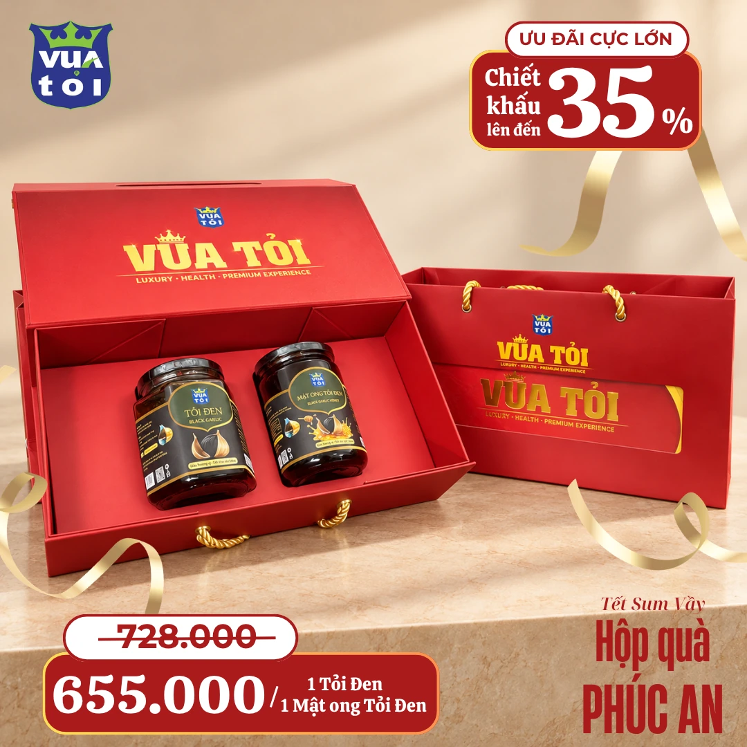 Hộp quà Phúc An Vua Tỏi — 1 tỏi đen, 1 mật ong tỏi đen